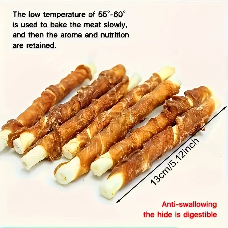 100g/400g(3.53oz/14.11oz) Chicken Wrapped Rawhide Dog Treats