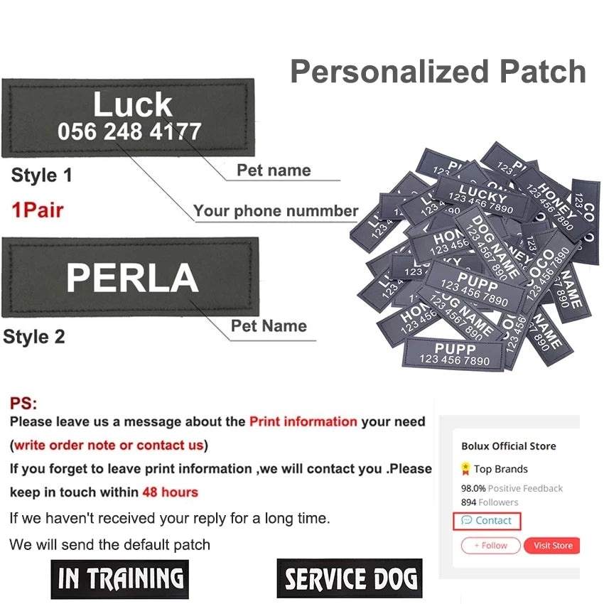 Dog Harness NO PULL Reflective Breathable Adjustable with ID Custom Patch
