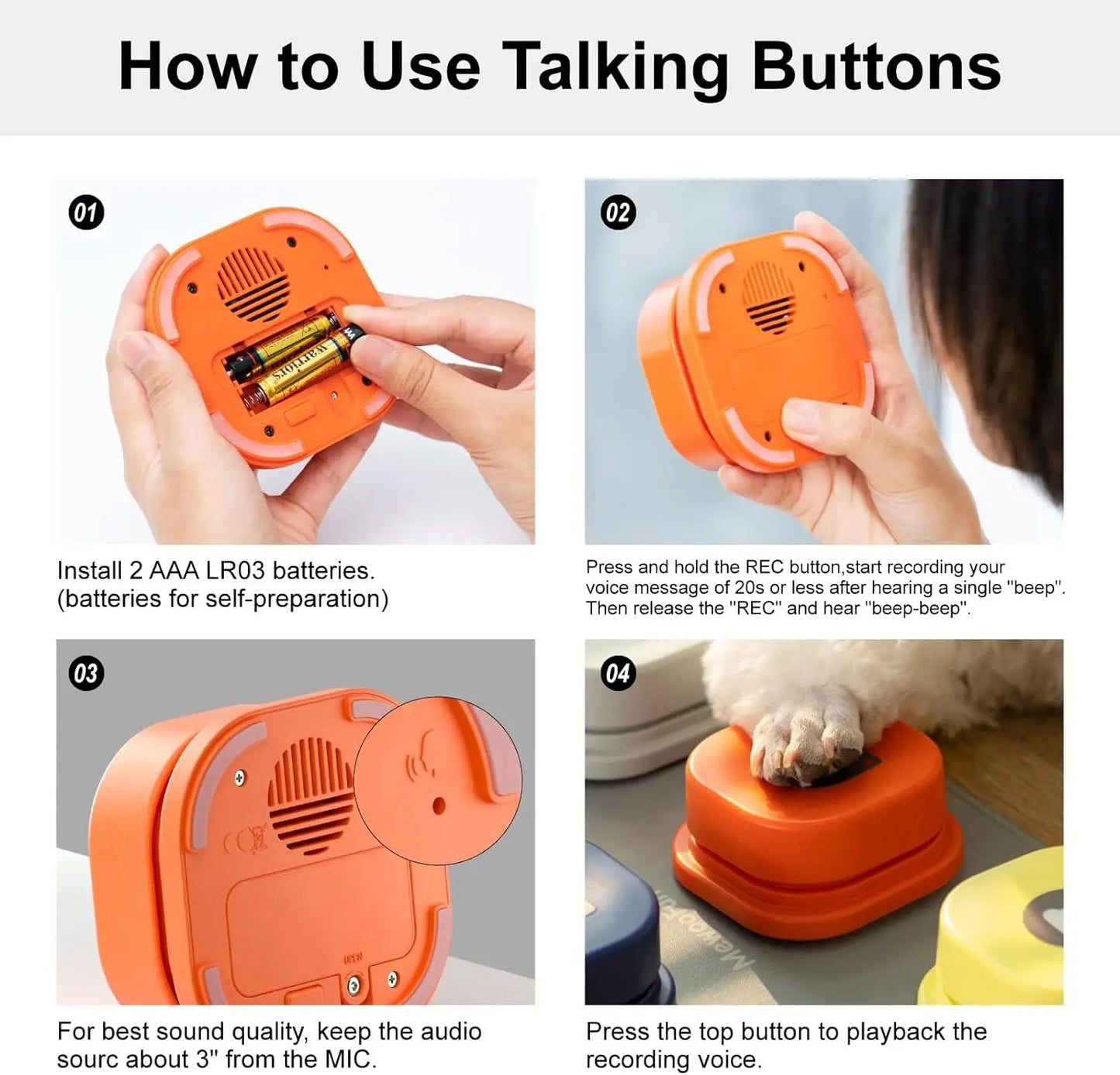 Mewoofun Dog Buttons Recordable Starter Pack