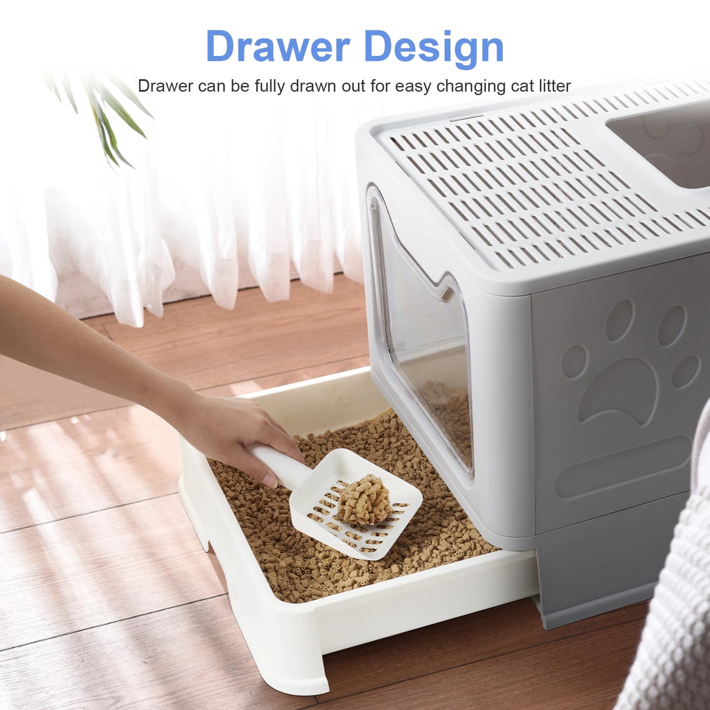 Bingopaw XXL Large Space Foldable Cat Litter Box