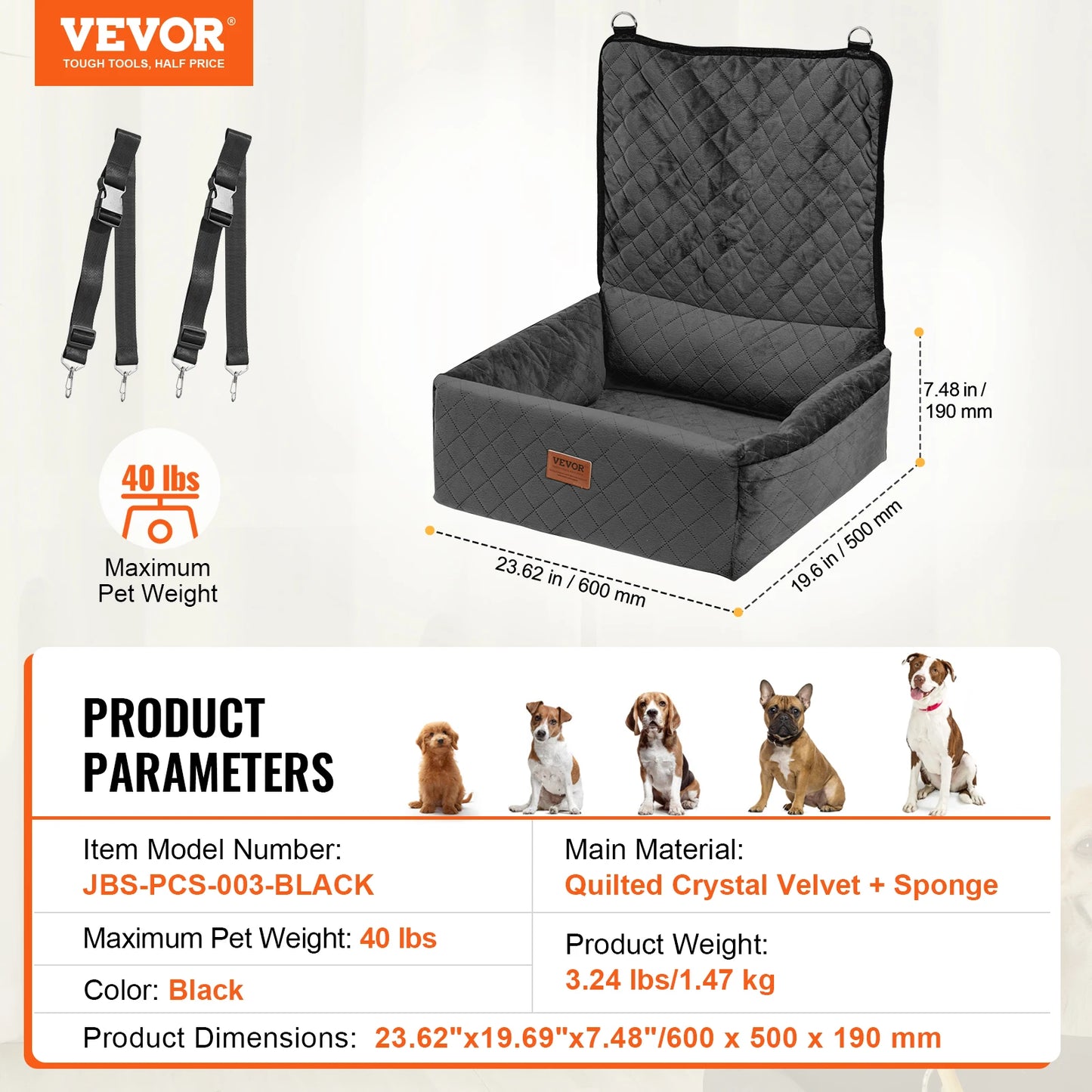 VEVOR Dog Car Seat Waterproof