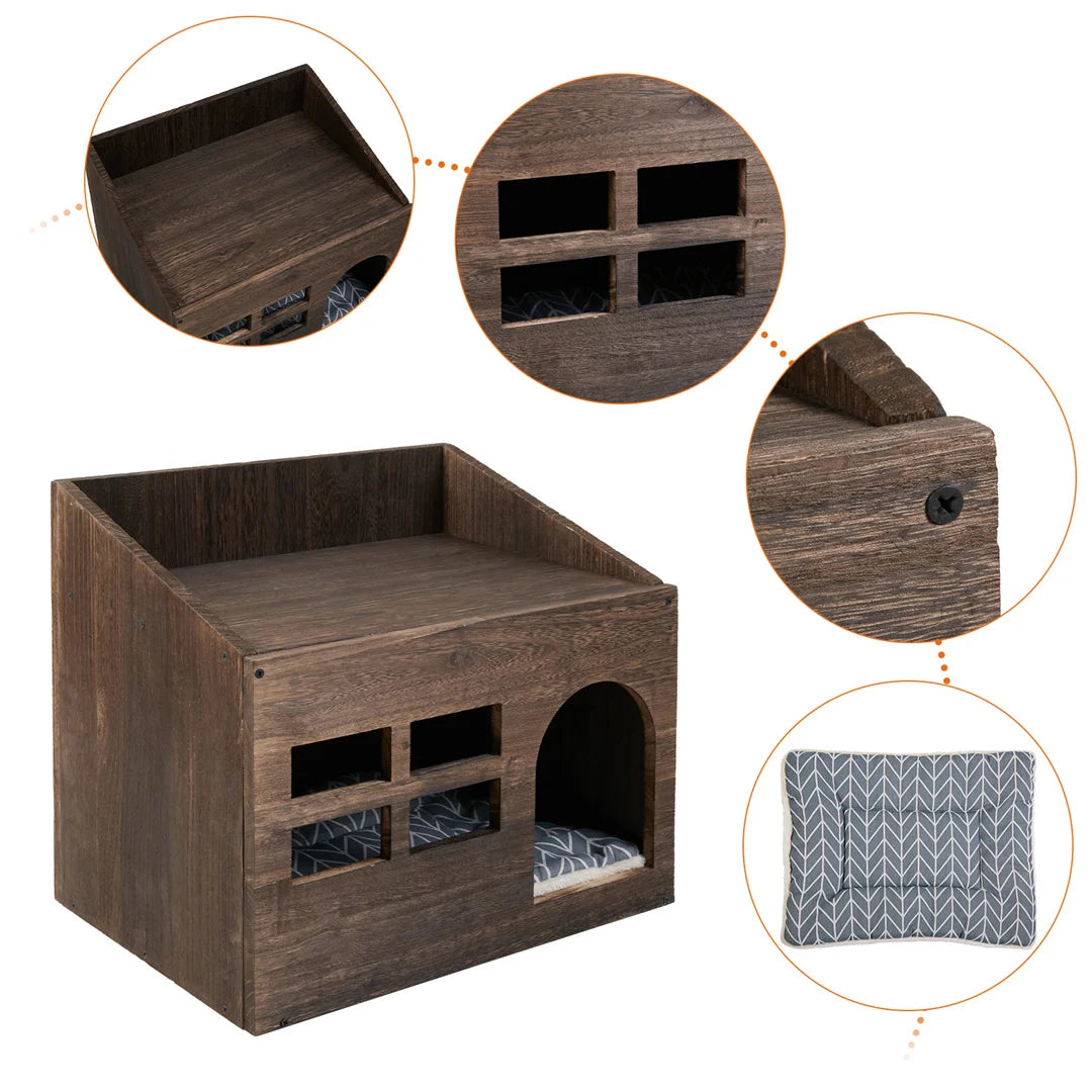 Wooden Cat Cave Bed Furniture