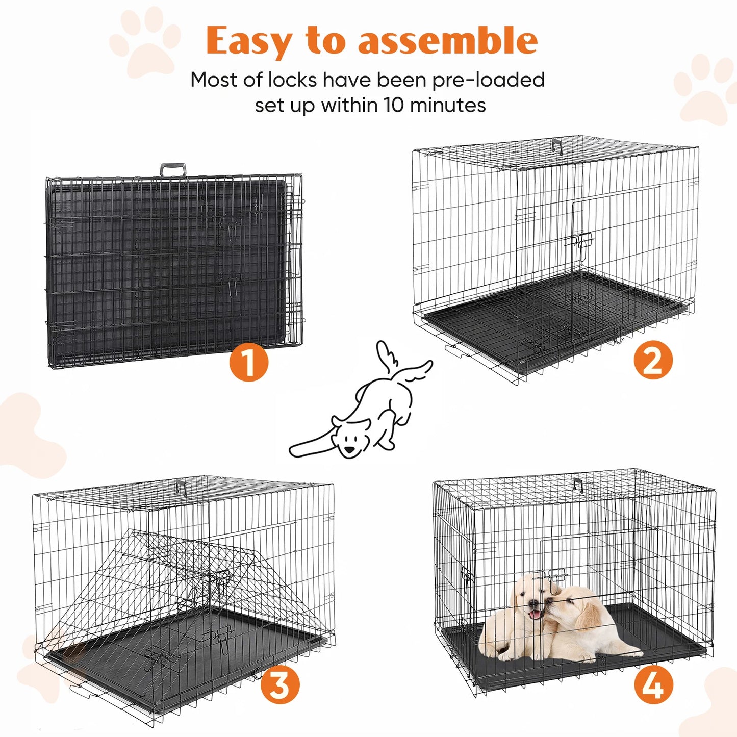 JHK Folding Metal Wire Dog Kennel