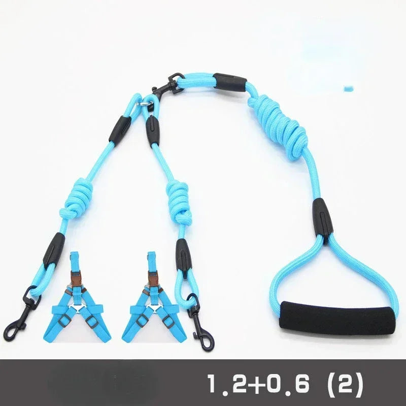 Pet Nylon Dogs Lead Double Twin Coupler