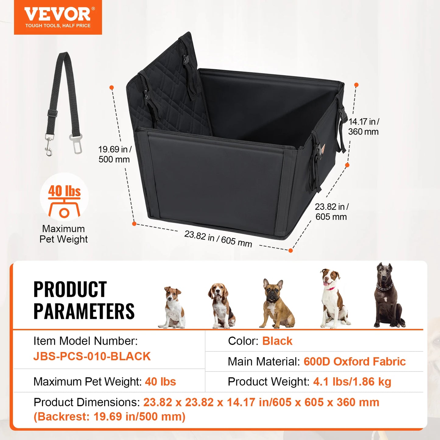 VEVOR Dog Car Seat Waterproof
