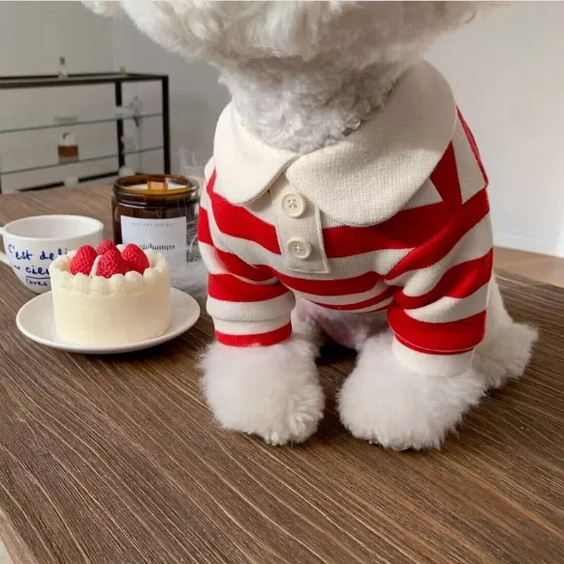 Polo Shirt Summer Striped Pet T-Shirt