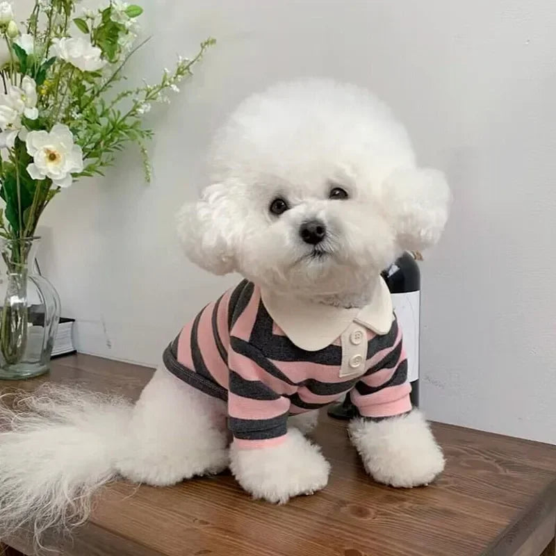 Polo Shirt Summer Striped Pet T-Shirt
