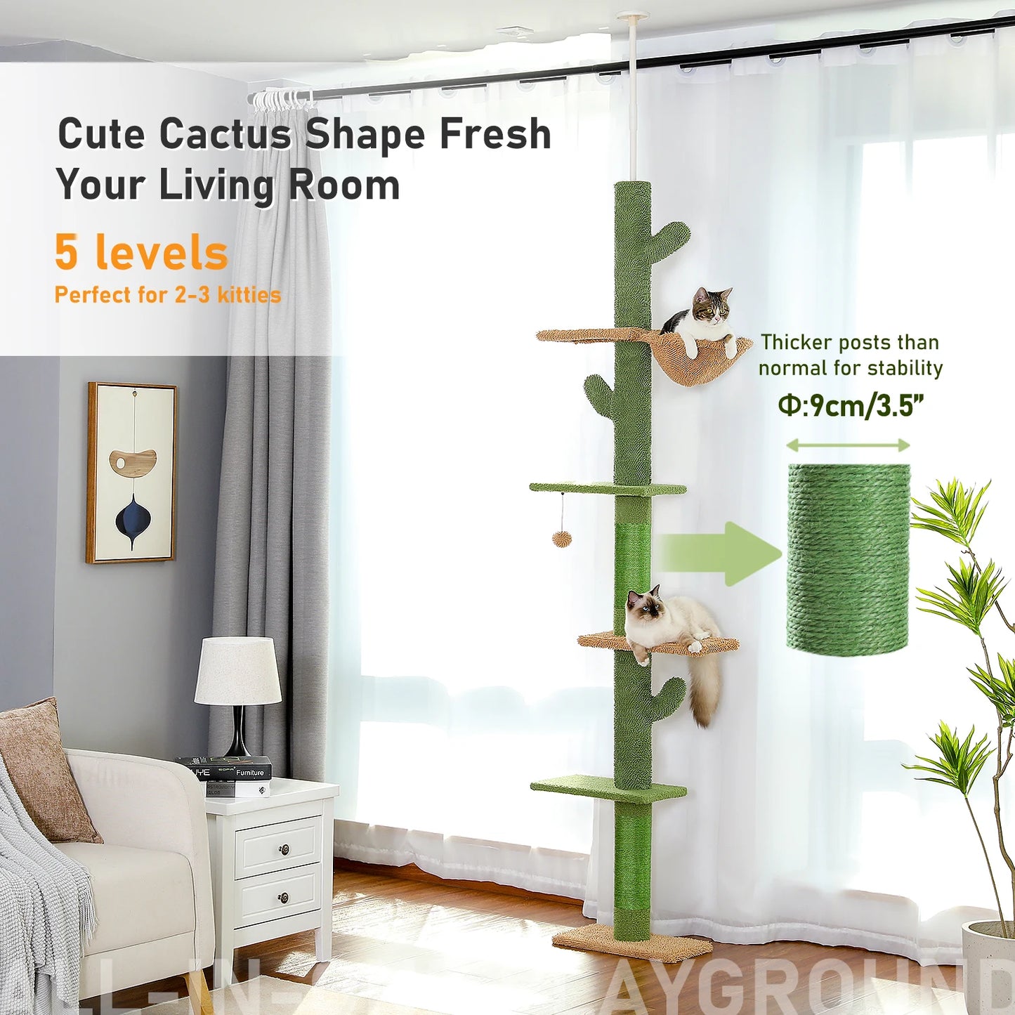 5-Tier Floor to Ceiling Cactus Tall Climbing Tree