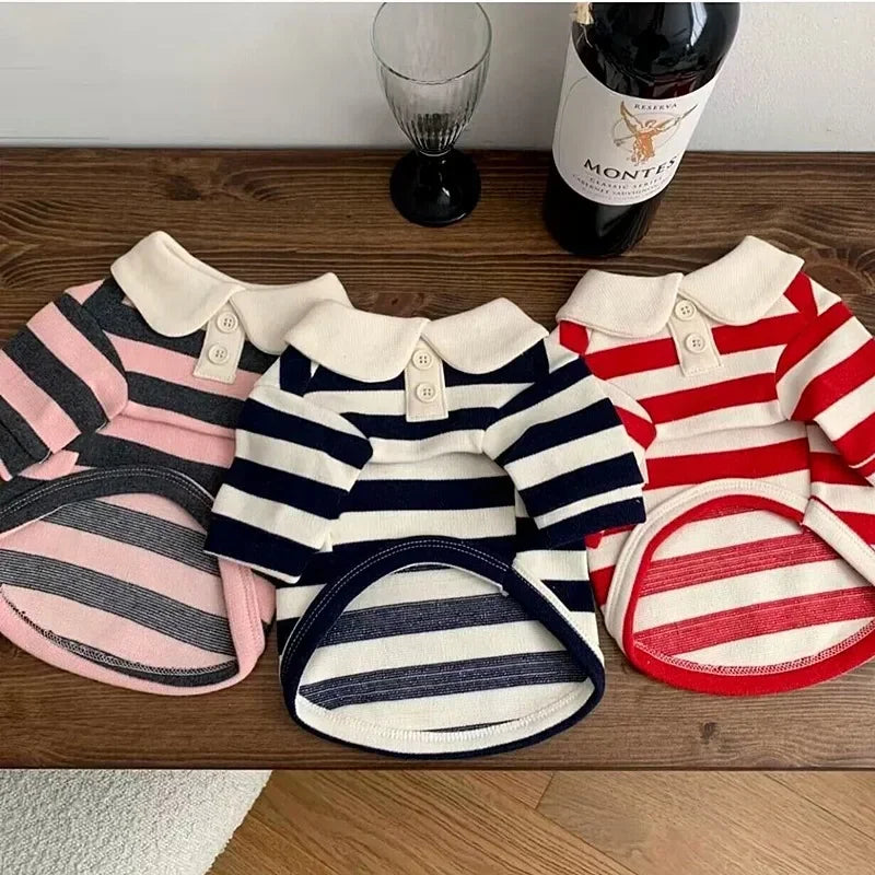 Polo Shirt Summer Striped Pet T-Shirt