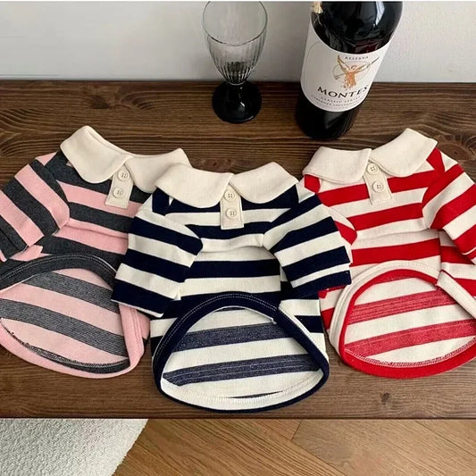 Polo Shirt Summer Striped Pet T-Shirt