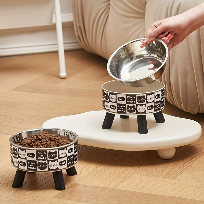 Elevated stainless steel pet bowl