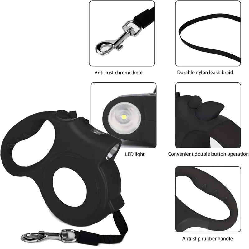 Pet Retractable Leash Comes with a Light