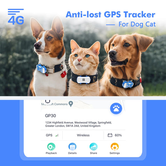 4G GPS Tracker for Pets Smart Locator with App Free Trial Included