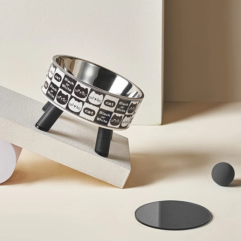 Elevated stainless steel pet bowl
