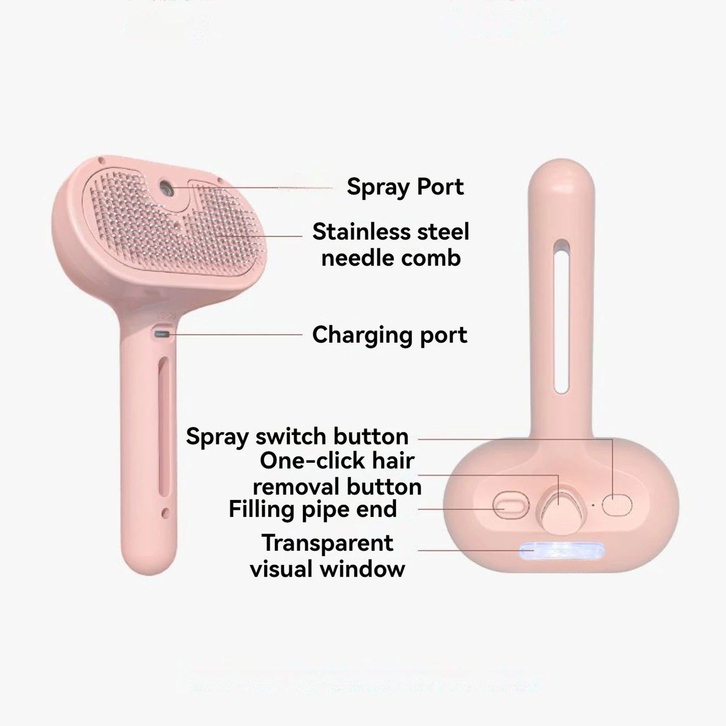 Pet Spray Hair Removal Comb for Shedding and Grooming