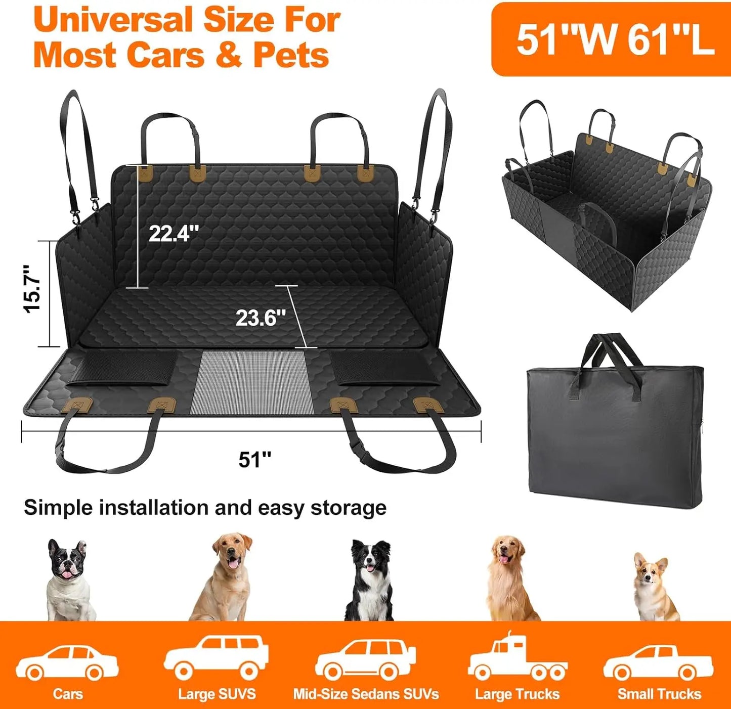 Pet Foldable Waterproof Rear Back Seat Protector