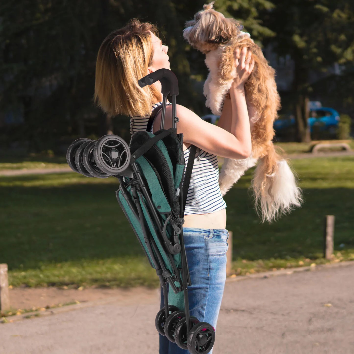 Outdoor Stroller Cat Dog Travel Breathable Stroller