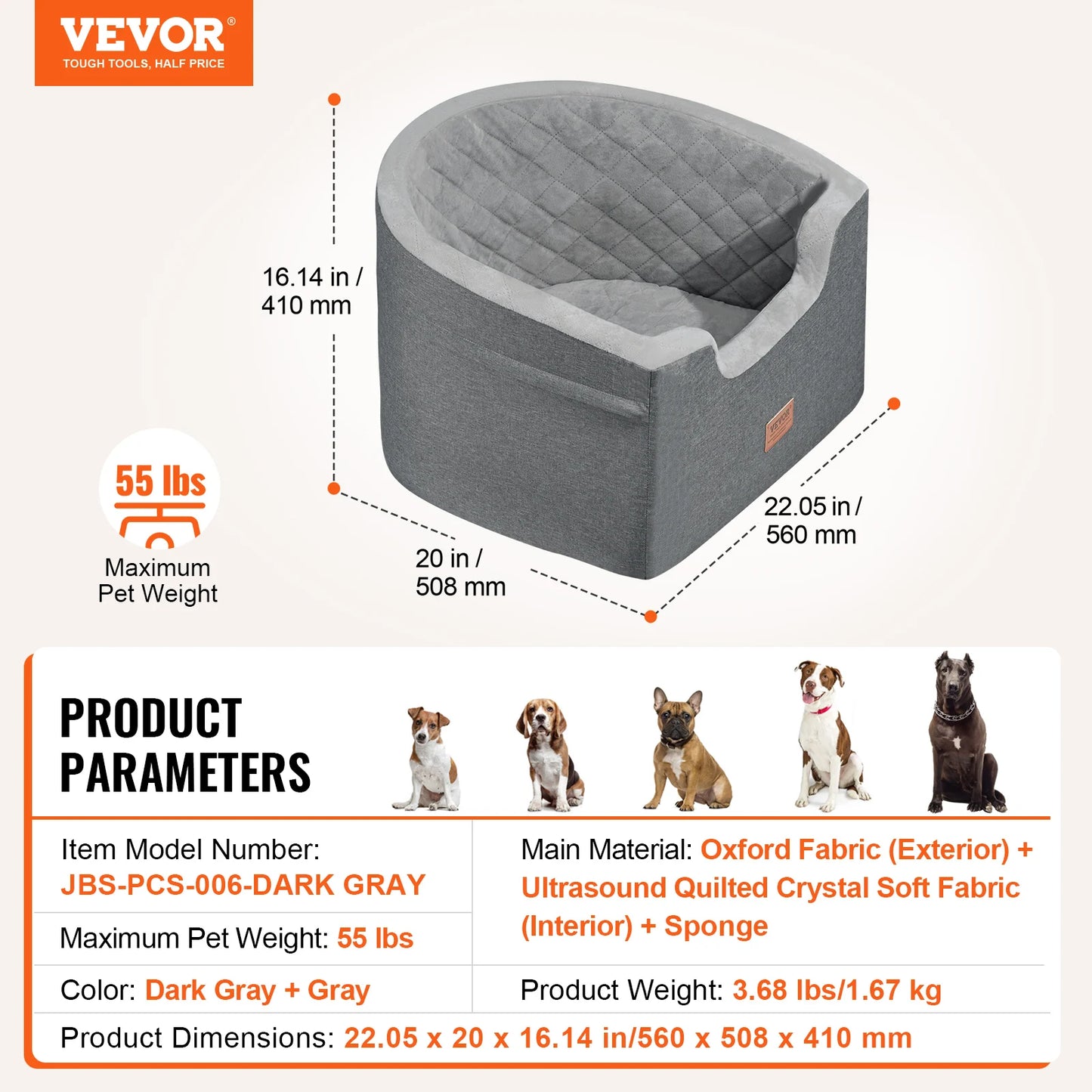 VEVOR Dog Car Seat Waterproof
