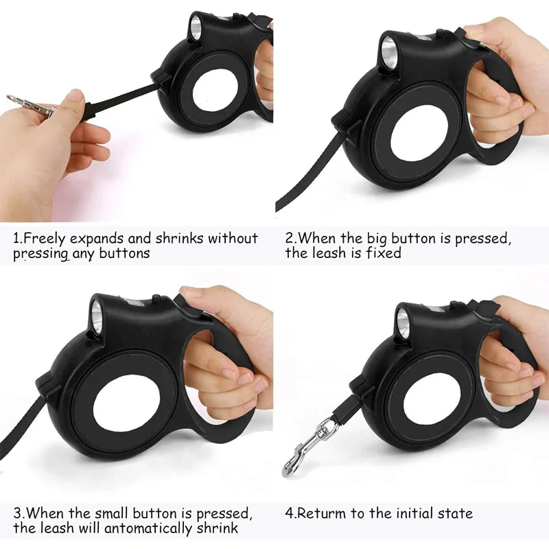 Pet Retractable Leash Comes with a Light
