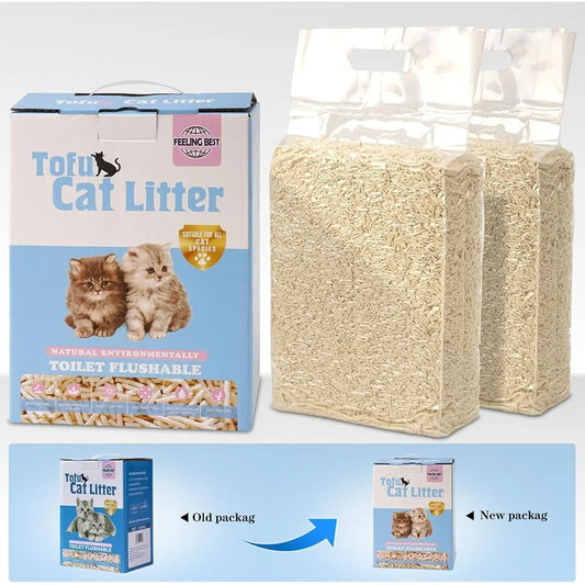 Tofu Cat Litter 11.2LB Flushable Clumping Natural Odor Control Ultra Absorbent Dust-Free Pea Husk Cornstarch Safe Cats