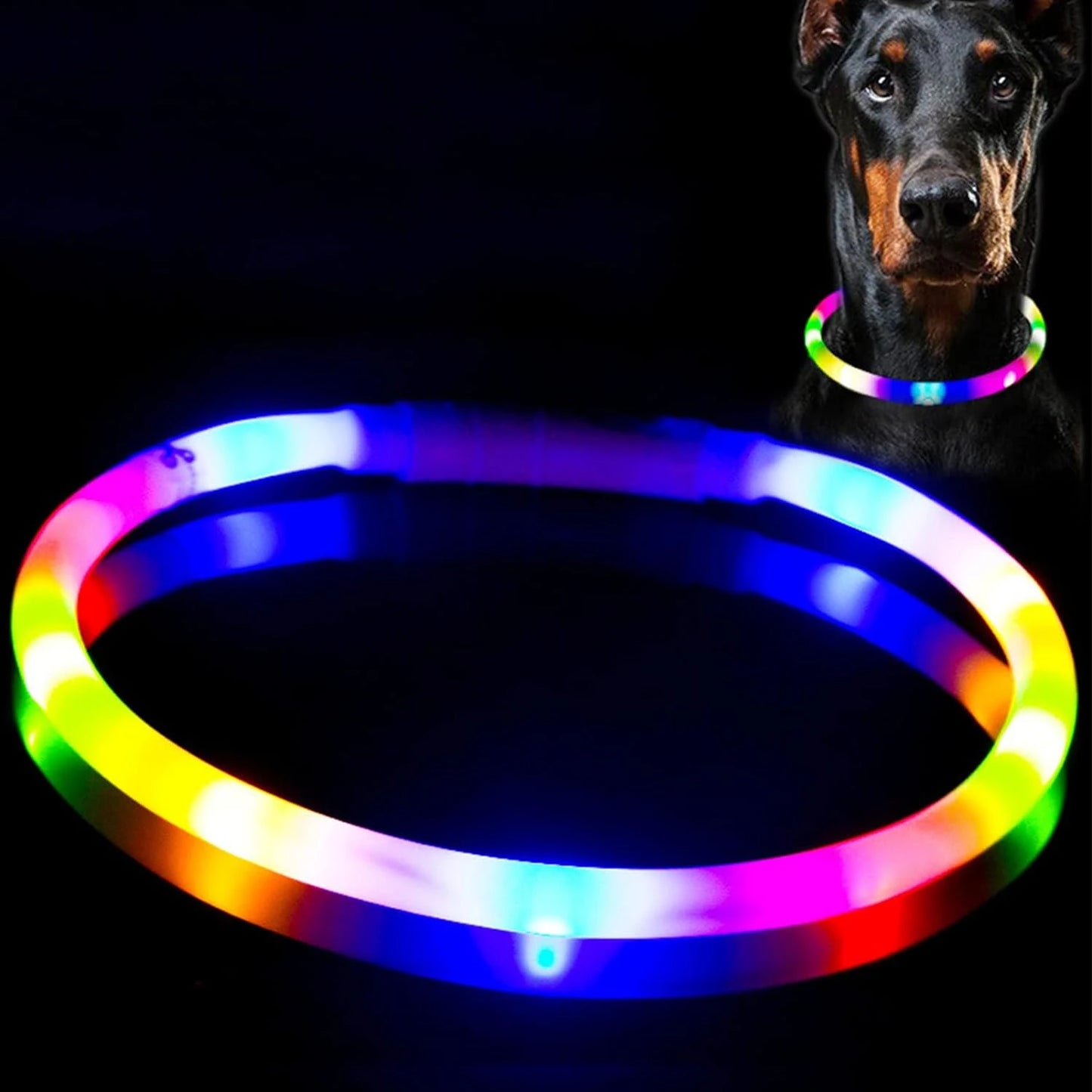 LED Dog Collar, USB Rechargeable