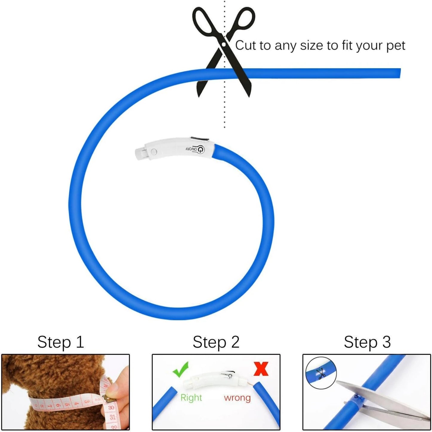 LED Dog Collar, USB Rechargeable