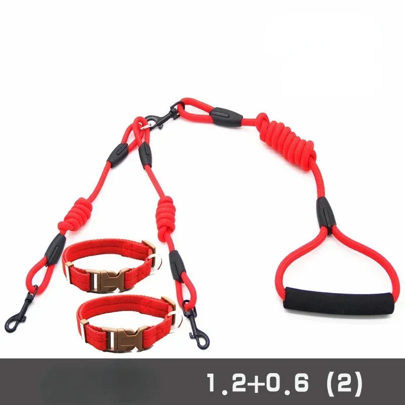 Pet Nylon Dogs Lead Double Twin Coupler