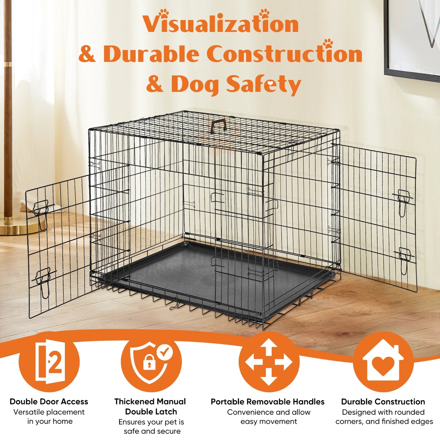 JHK Folding Metal Wire Dog Kennel