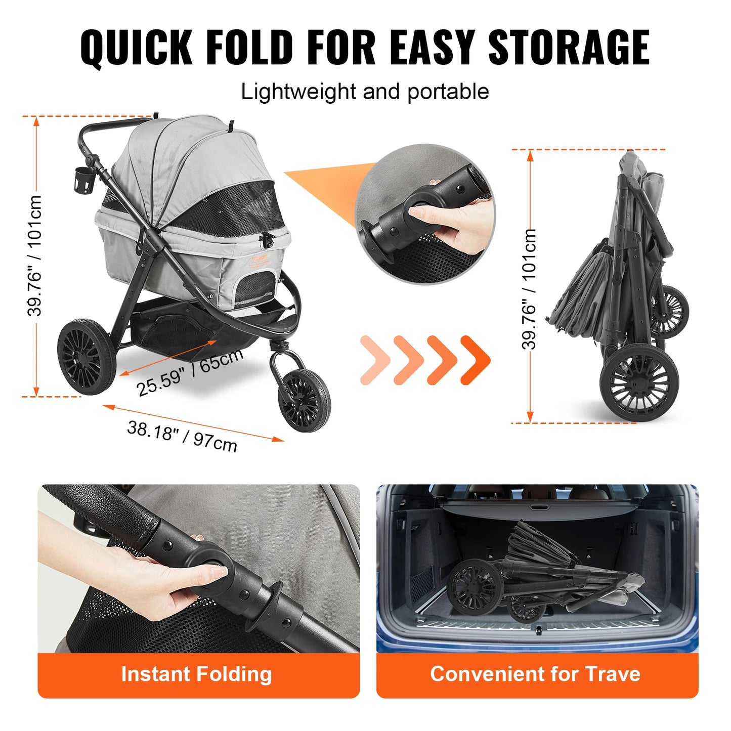 VEVOR Pet Stroller Lightweight