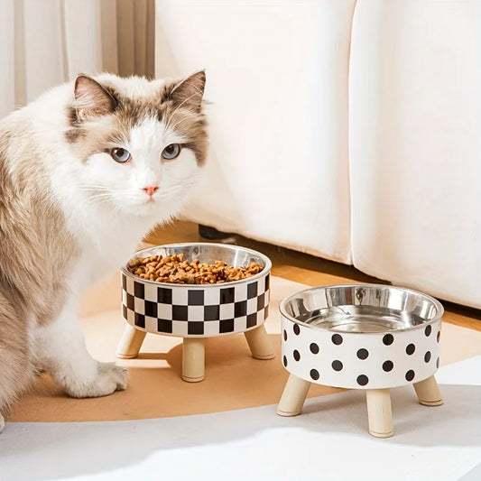 Elevated stainless steel pet bowl