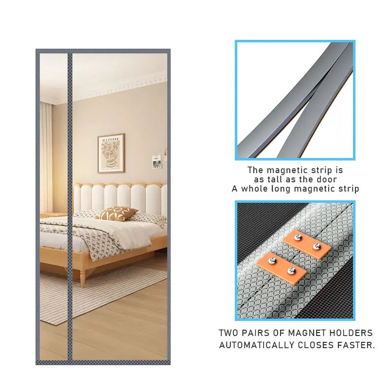 Newest Magnetic Screen Door - Self-sealing, heavy-duty, hands-free mesh partition to keep bugs out - Pet friendly,Let Breez in
