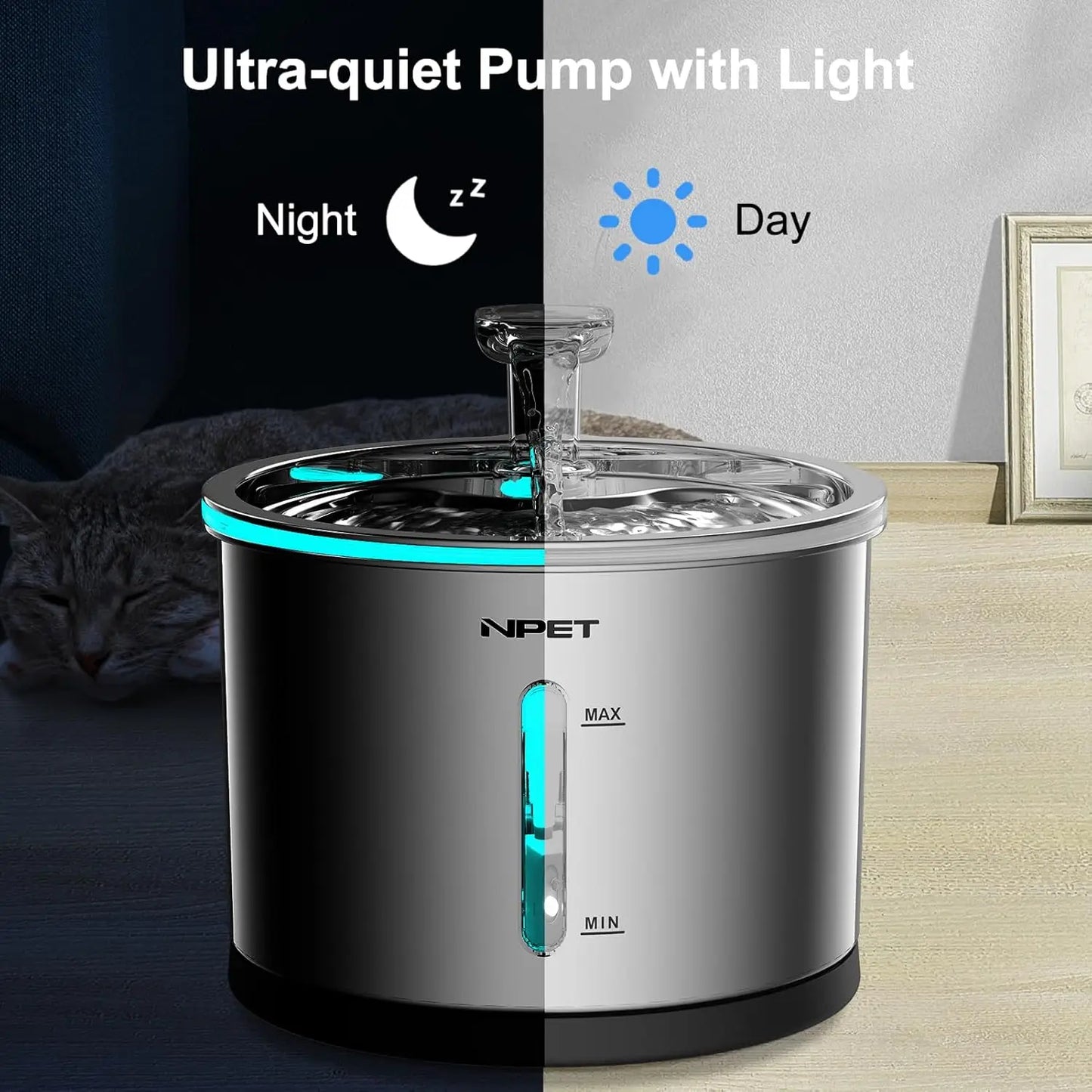 NPET Cat Water Fountain Stainless Steel