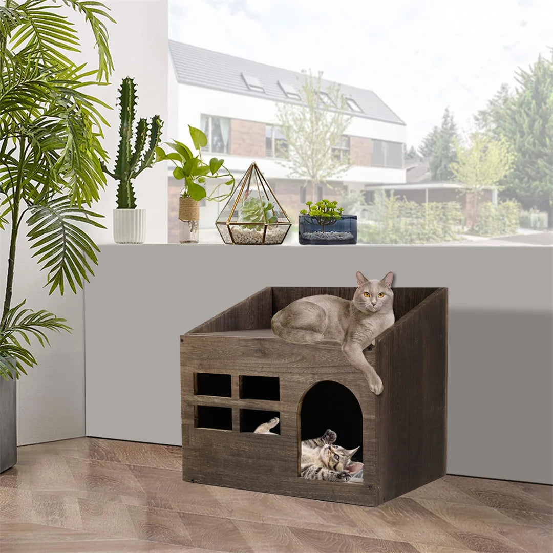 Wooden Cat Cave Bed Furniture