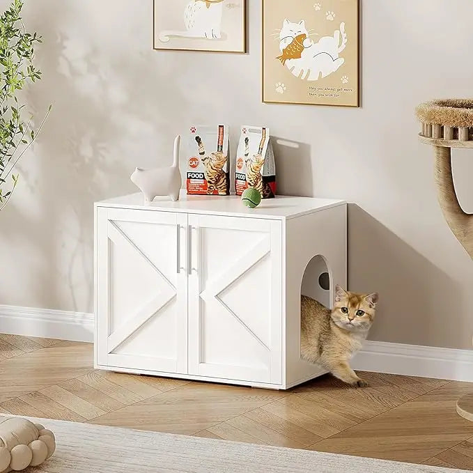 Hidden Litter Box Furniture with 2 Doors