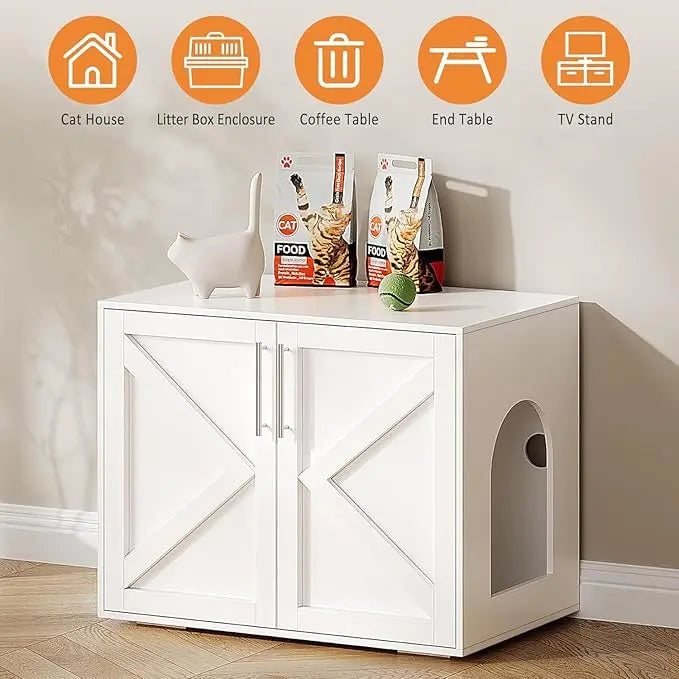 Hidden Litter Box Furniture with 2 Doors