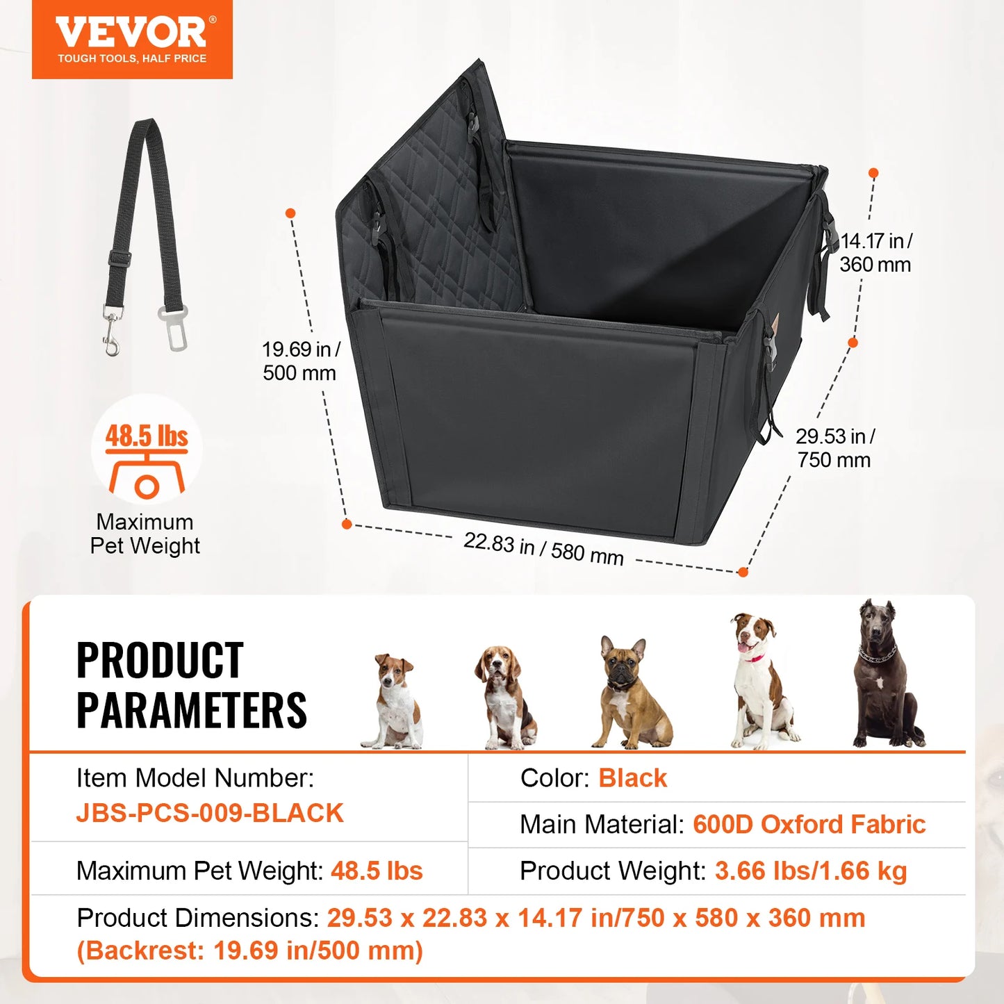 VEVOR Dog Car Seat Waterproof