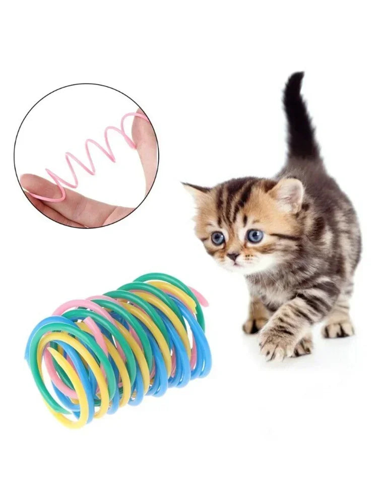 Cat Spring Toys Plastic Colorful Coil Spiral Springs