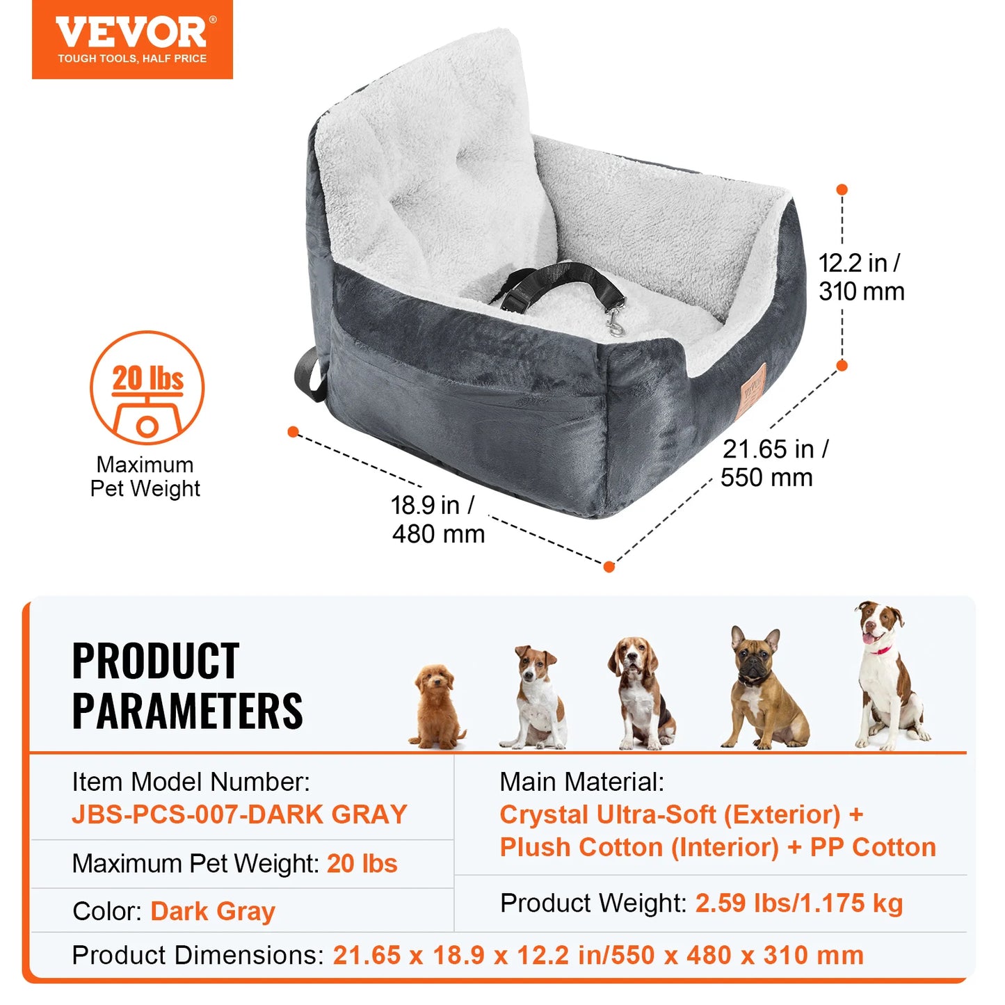 VEVOR Dog Car Seat Waterproof