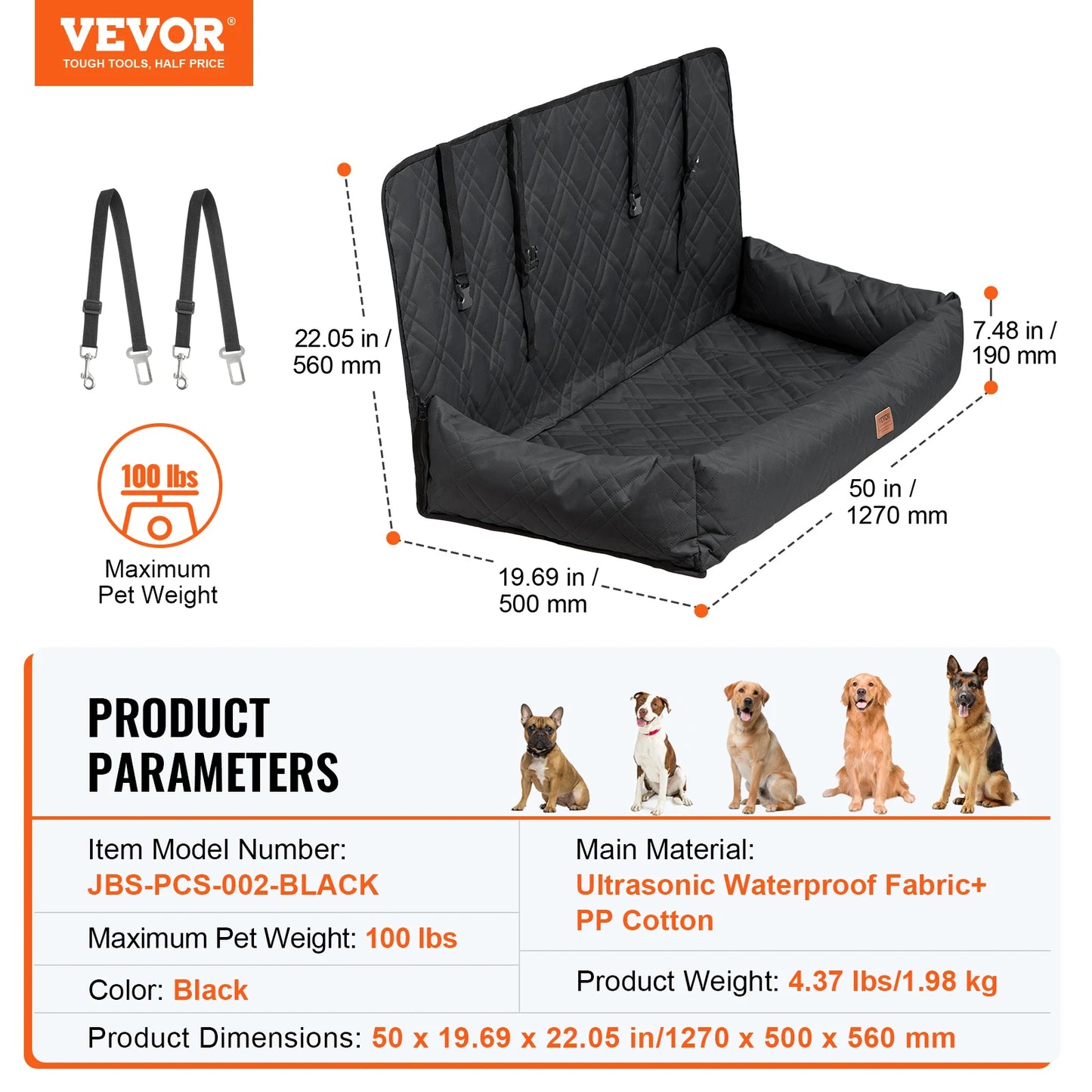 VEVOR Dog Car Seat Waterproof