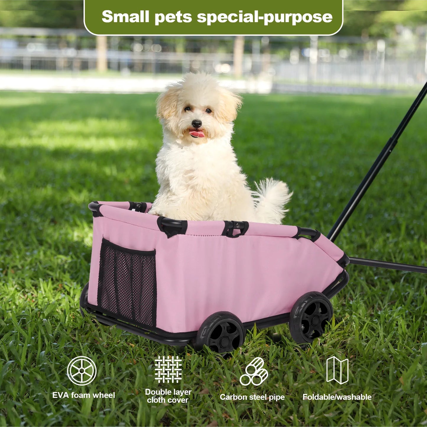 Small Pet Cart 4 Wheels Folding Dog Stroller