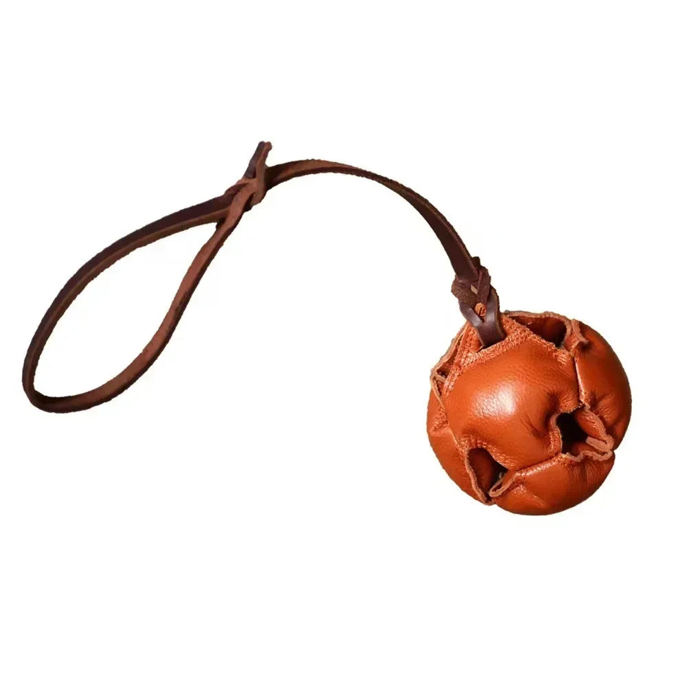 Leather Dog Training Ball with a Handle