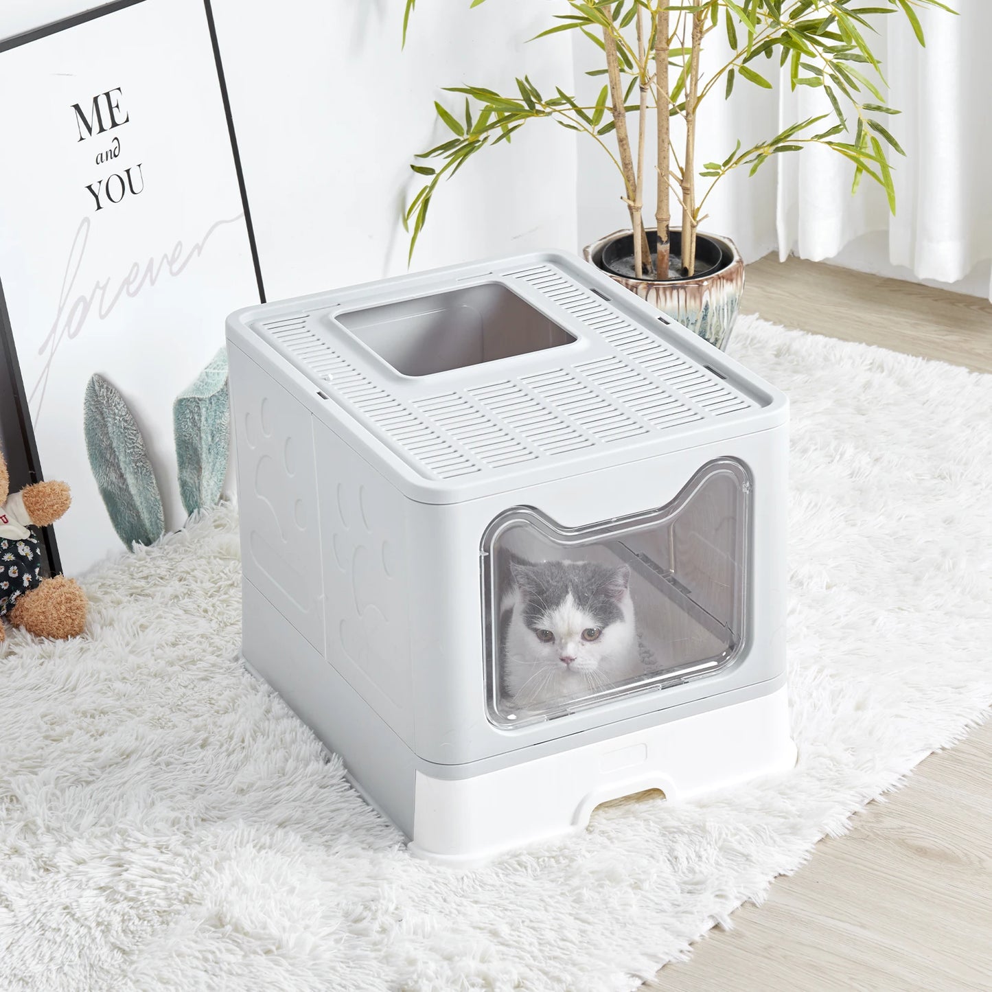 Bingopaw XXL Large Space Foldable Cat Litter Box