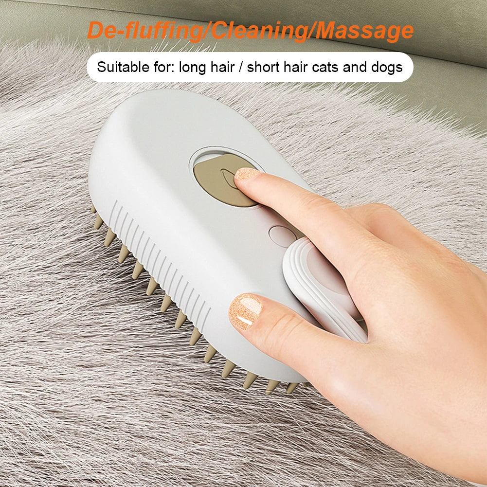 3-in-1 Pet Hair Brush, Steam Spray Massage