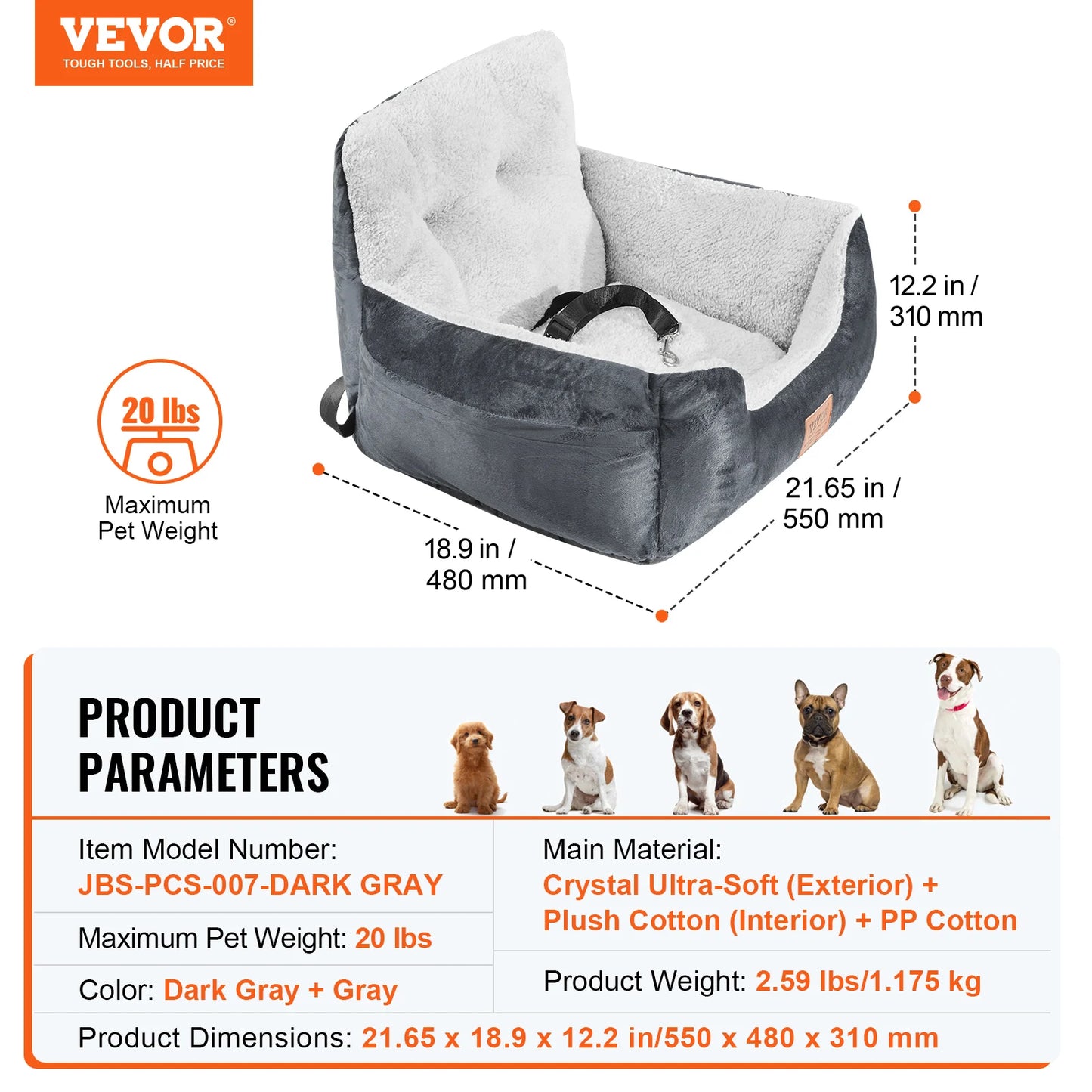 VEVOR Dog Car Seat Waterproof