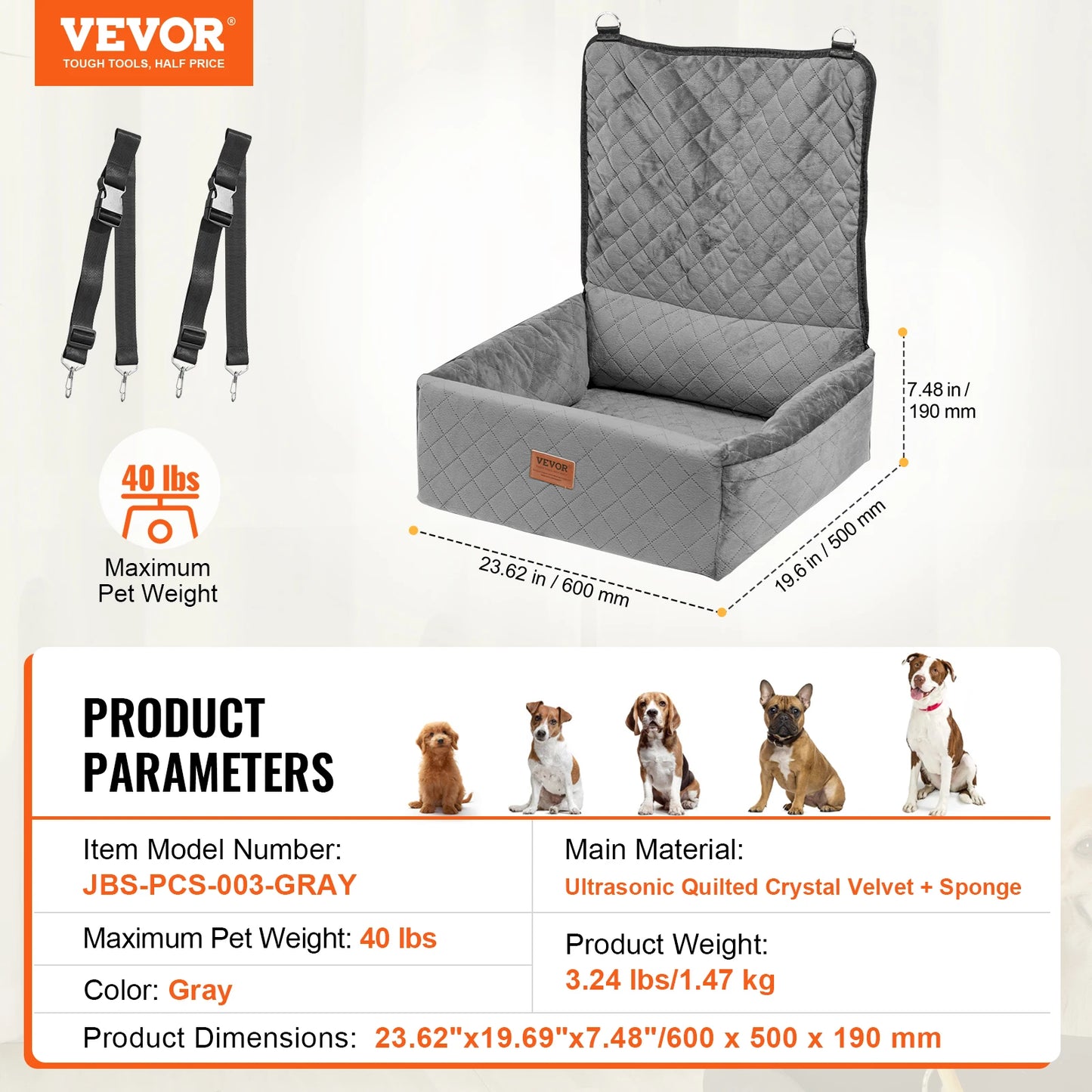VEVOR Dog Car Seat Waterproof