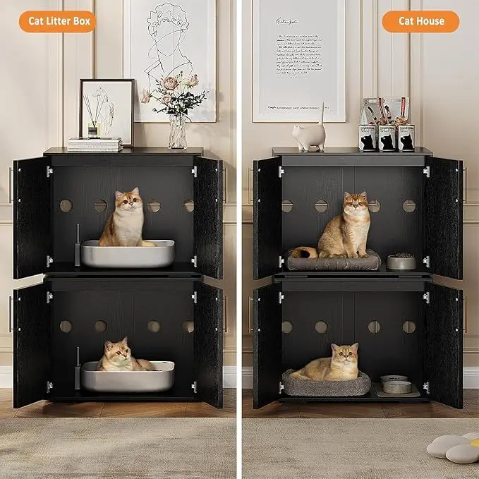 Hidden Litter Box Furniture with 2 Doors