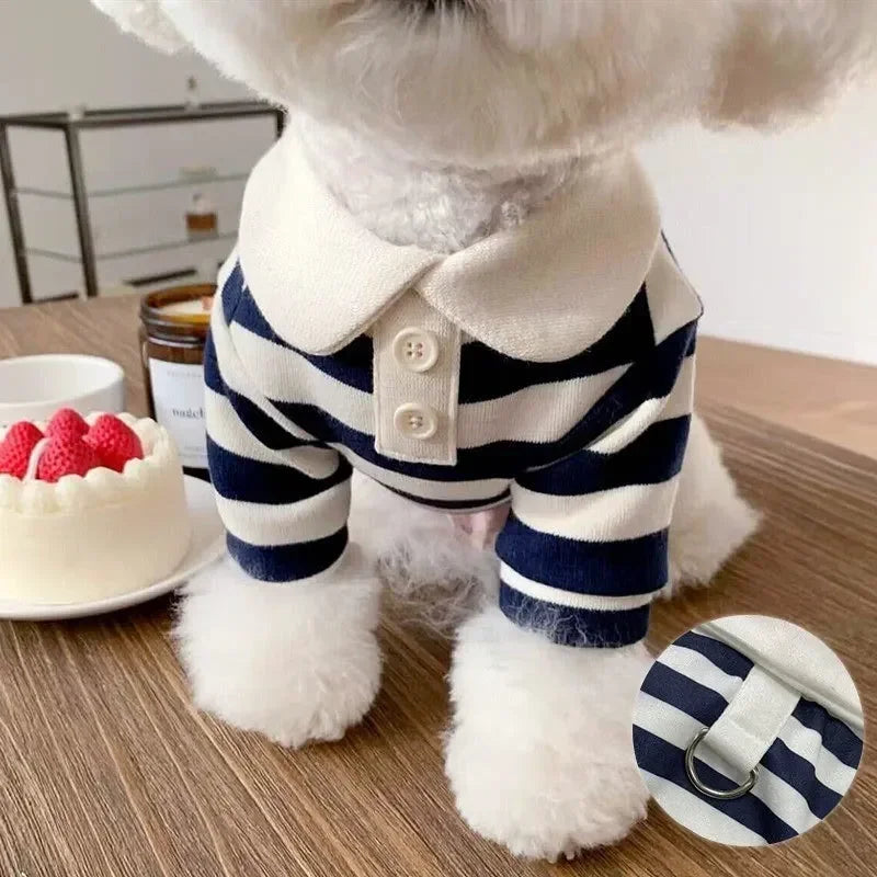 Polo Shirt Summer Striped Pet T-Shirt