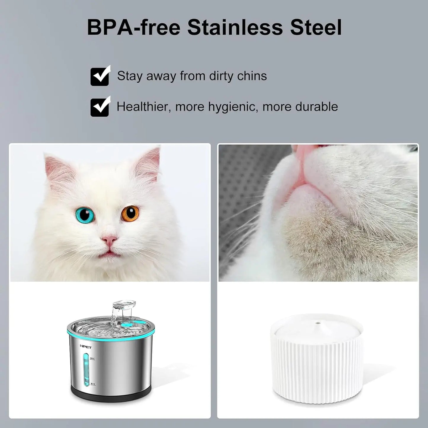 NPET Cat Water Fountain Stainless Steel
