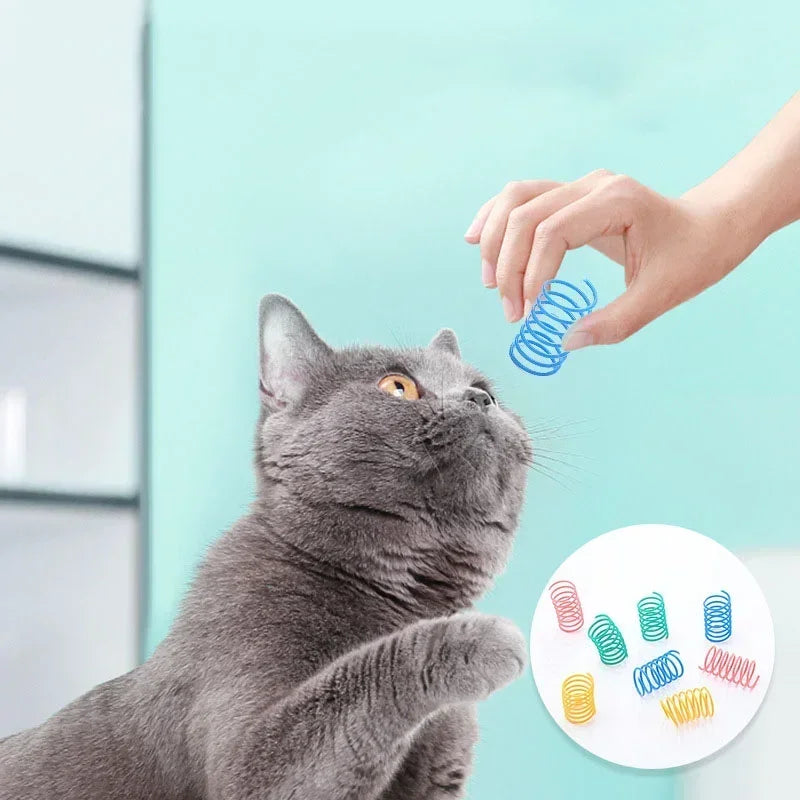 Cat Spring Toys Plastic Colorful Coil Spiral Springs