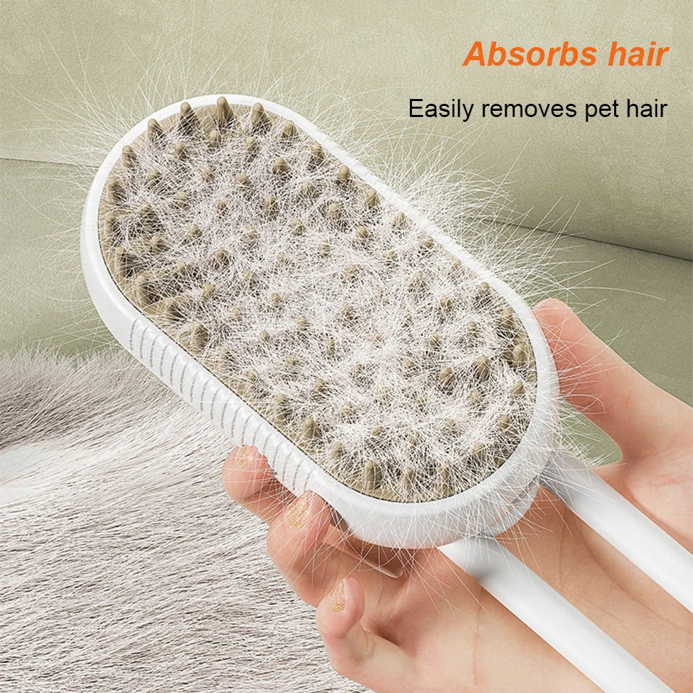 3-in-1 Pet Hair Brush, Steam Spray Massage